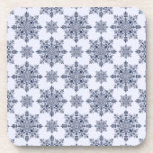 Blue Snowflake Damask Patroon Bier Onderzetter (Voorkant)