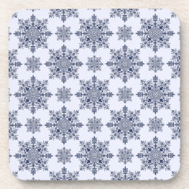 Blue Snowflake Damask Patroon Bier Onderzetter