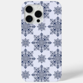 Blue Snowflake Damask Patroon iPhone 15 Pro Max Hoesje
