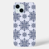 Blue Snowflake Damask Patroon Case-Mate iPhone Case (Achterkant)