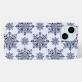 Blue Snowflake Damask Patroon Case-Mate iPhone Case (Achterkant (horizontaal))