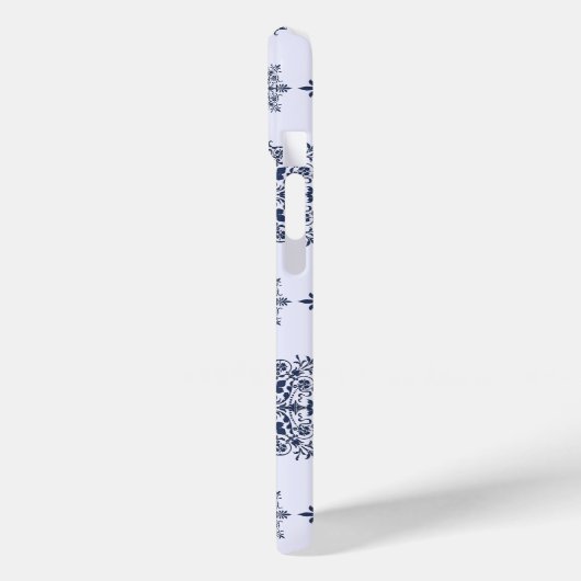 Blue Snowflake Damask Patroon Case-Mate iPhone Case (Achterkant / Links)