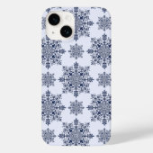 Blue Snowflake Damask Patroon Case-Mate iPhone Case (Achterkant)