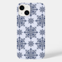 Blue Snowflake Damask Patroon