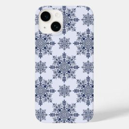 Blue Snowflake Damask Patroon Case-Mate iPhone 14 Hoesje