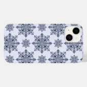 Blue Snowflake Damask Patroon Case-Mate iPhone Case (Achterkant (horizontaal))