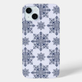 Blue Snowflake Damask Patroon Case-Mate iPhone Case (Achterkant)