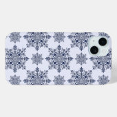 Blue Snowflake Damask Patroon Case-Mate iPhone Case (Achterkant (horizontaal))