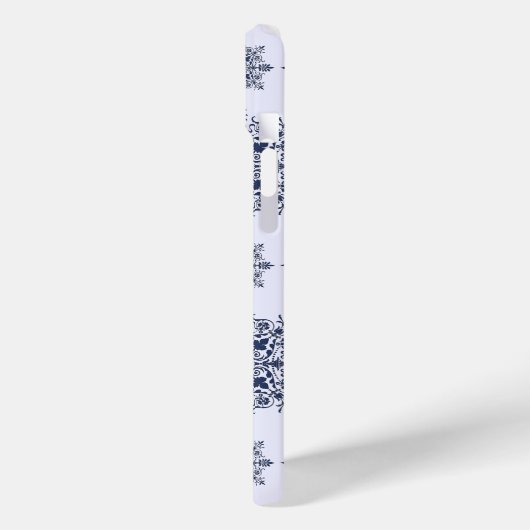 Blue Snowflake Damask Patroon Case-Mate iPhone Case (Achterkant / Links)
