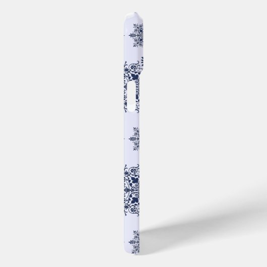 Blue Snowflake Damask Patroon Case-Mate iPhone Case (Achterkant / Rechts)