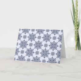 Blue Snowflake Damask Patroon Feestdagen Kaart