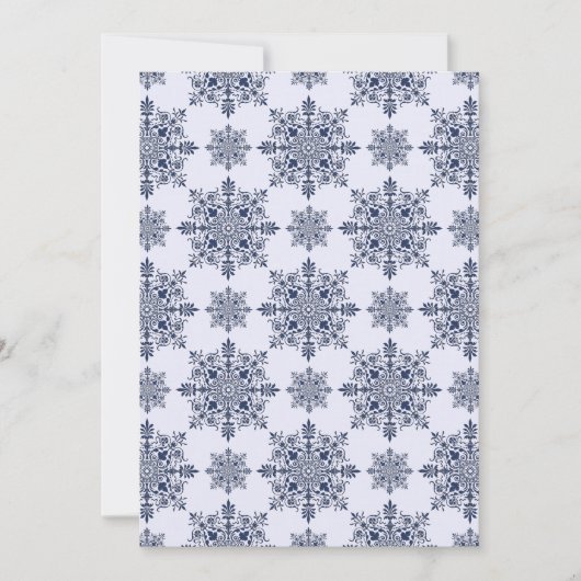 Blue Snowflake Damask Patroon Feestdagenkaart (Voorkant)