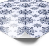 Blue Snowflake Damask Patroon Foto Afdruk (Hoek)