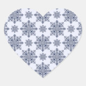 Blue Snowflake Damask Patroon Hart Sticker (Voorkant)