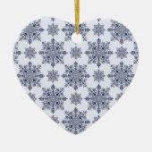 Blue Snowflake Damask Patroon Keramisch Ornament (Voorkant)