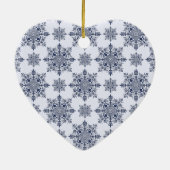 Blue Snowflake Damask Patroon Keramisch Ornament (Achterkant)