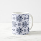 Blue Snowflake Damask Patroon Koffiemok (Voorkant rechts)