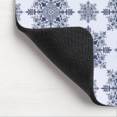 Blue Snowflake Damask Patroon Muismat (Hoek)