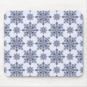 Blue Snowflake Damask Patroon Muismat