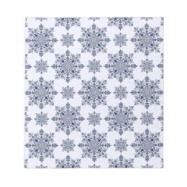 Blue Snowflake Damask Patroon Notitieblok