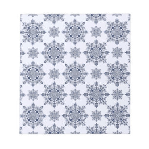 Blue Snowflake Damask Patroon Notitieblok