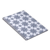 Blue Snowflake Damask Patroon Notitieboek (Rechterzijde)
