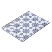 Blue Snowflake Damask Patroon Notitieboek (Linkerzijde)