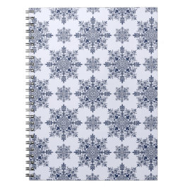 Blue Snowflake Damask Patroon Notitieboek