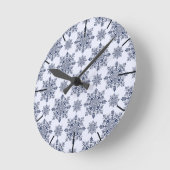 Blue Snowflake Damask Patroon Ronde Klok (Hoek)