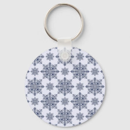 Blue Snowflake Damask Patroon Sleutelhanger