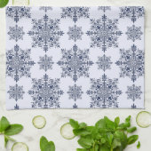 Blue Snowflake Damask Patroon Theedoek (Gevouwen)