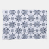 Blue Snowflake Damask Patroon Theedoek (Horizontaal)