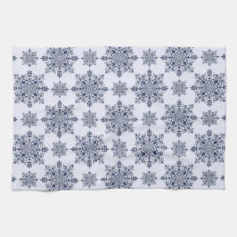 Blue Snowflake Damask Patroon Theedoek
