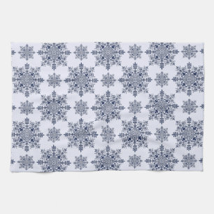 Blue Snowflake Damask Patroon Theedoek