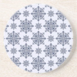 Blue Snowflake Damask Patroon Zandsteen Onderzetter