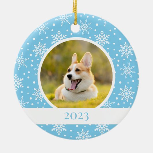 Blue Snowflake Dog Ornament (Achterkant)