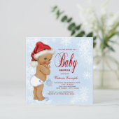 Blue Snowflake Etnic Boys Kerst Baby shower Kaart (Staand voorkant)