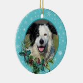 Blue Snowflake Evergreen Foto Memorial Keramisch Ornament (Rechts)