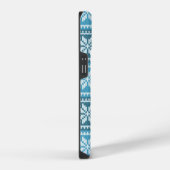 Blue Snowflake Faux Knit Sweater Pattern Monogram iPhone Hoesje (Rechterkant)