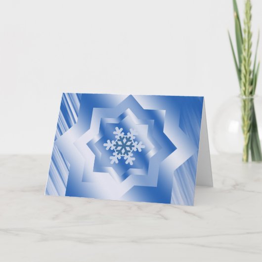 Blue Snowflake Feestdagen Kaart (Voorkant)