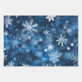 Blue Snowflake Flat Wrapping Paper Set van 3 (Voorkant)