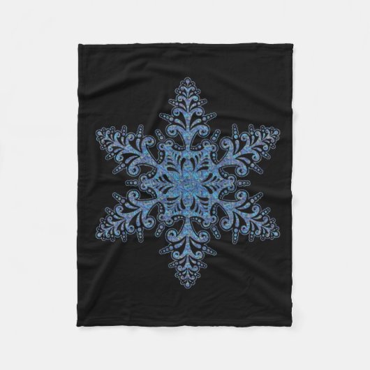 Blue Snowflake Fleece Blanket (Voorkant)
