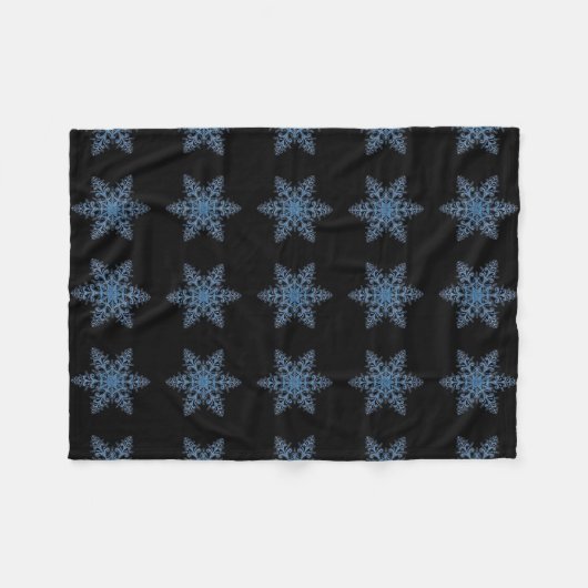 Blue Snowflake Fleece Blanket Deken (Voorkant (Horizontaal))