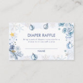 Blue Snowflake Flower Diaper Raffle Baby Shower  Informatiekaartje (Voorkant)