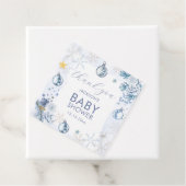 Blue Snowflake Flower Winter Baby Shower  Bedankjes Labels (In situ)