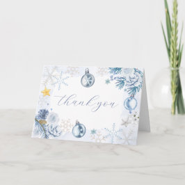 Blue Snowflake Flower Winter Baby Shower  Bedankkaart
