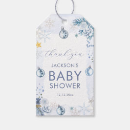 Blue Snowflake Flower Winter Baby Shower  Cadeaulabel