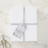 Blue Snowflake Flower Winter Baby Shower  Cadeaulabel (Met Touw)