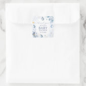 Blue Snowflake Flower Winter Baby Shower  Vierkante Sticker (Tas)