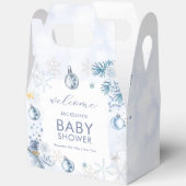 Blue Snowflake Flower Winter Baby Shower Welcome Bedankdoosjes (Open)